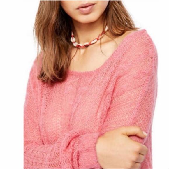 1 Left Free People Angel Loose Knit Bubblegum Jumper - Picture 4 of 14